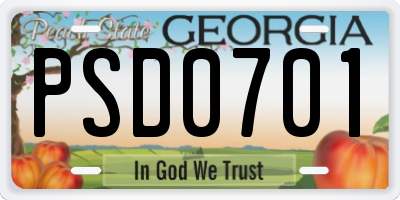 GA license plate PSD0701