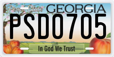 GA license plate PSD0705