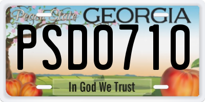 GA license plate PSD0710