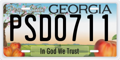 GA license plate PSD0711