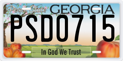 GA license plate PSD0715