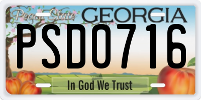GA license plate PSD0716