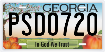 GA license plate PSD0720