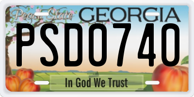 GA license plate PSD0740