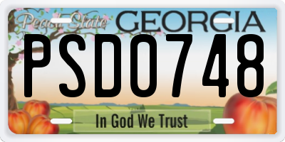GA license plate PSD0748