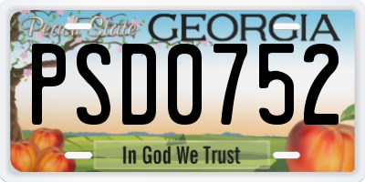GA license plate PSD0752