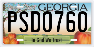 GA license plate PSD0760