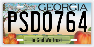 GA license plate PSD0764