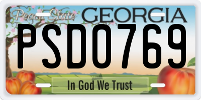 GA license plate PSD0769