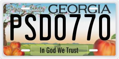 GA license plate PSD0770
