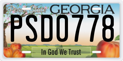 GA license plate PSD0778
