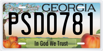 GA license plate PSD0781