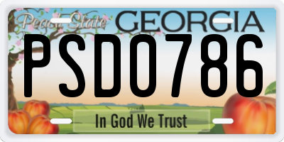 GA license plate PSD0786