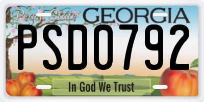 GA license plate PSD0792
