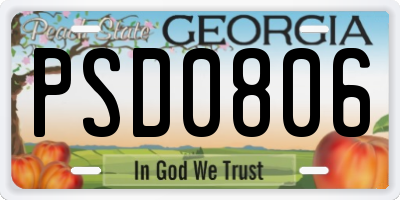 GA license plate PSD0806