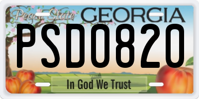 GA license plate PSD0820