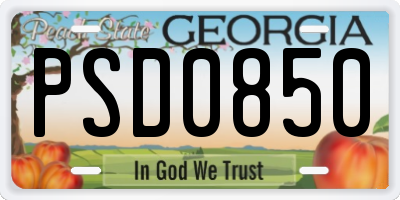 GA license plate PSD0850
