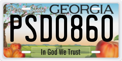 GA license plate PSD0860