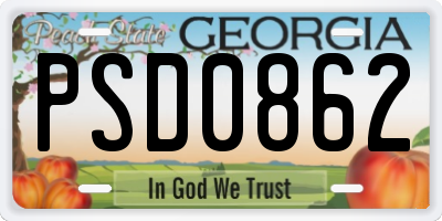 GA license plate PSD0862