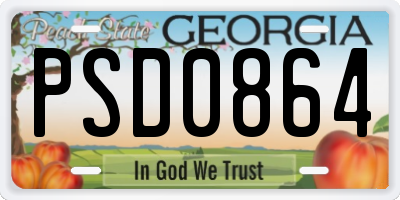 GA license plate PSD0864