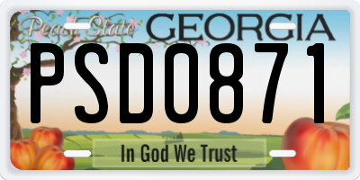 GA license plate PSD0871