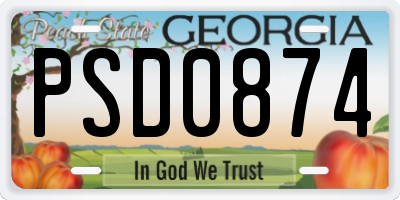 GA license plate PSD0874