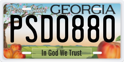 GA license plate PSD0880
