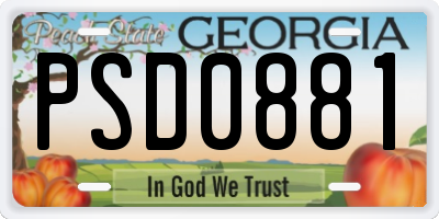 GA license plate PSD0881