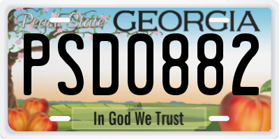 GA license plate PSD0882