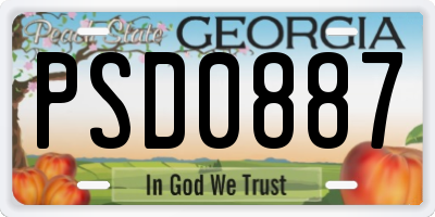 GA license plate PSD0887