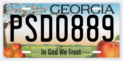 GA license plate PSD0889