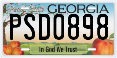 GA license plate PSD0898