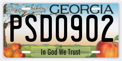 GA license plate PSD0902