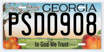 GA license plate PSD0908