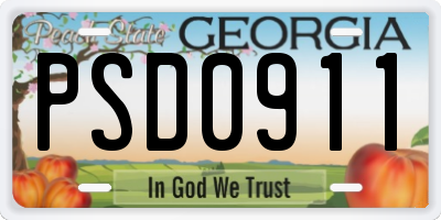 GA license plate PSD0911
