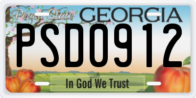 GA license plate PSD0912