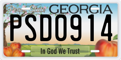 GA license plate PSD0914