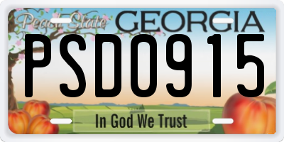GA license plate PSD0915