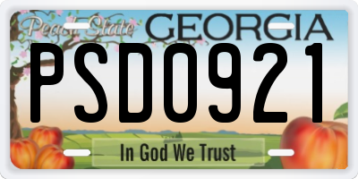 GA license plate PSD0921