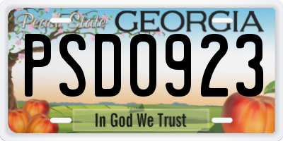 GA license plate PSD0923