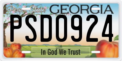 GA license plate PSD0924