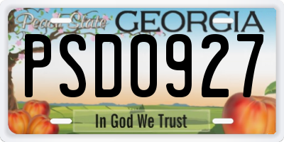 GA license plate PSD0927
