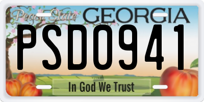 GA license plate PSD0941