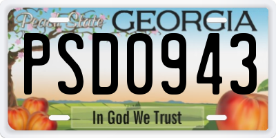 GA license plate PSD0943