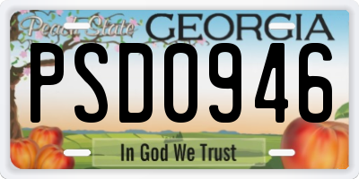GA license plate PSD0946
