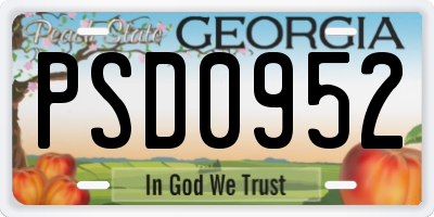 GA license plate PSD0952