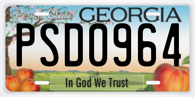 GA license plate PSD0964