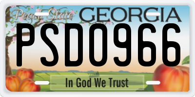 GA license plate PSD0966