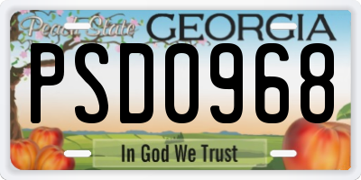 GA license plate PSD0968