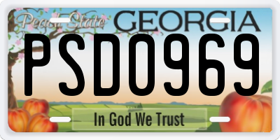 GA license plate PSD0969